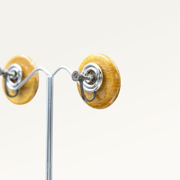 Vintage Cream Rose Screw Back Earrings | Classic Floral - Picture 5 of 5